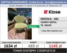 Klose - ZESTAW KRZESEŁ S82, CZARNY METAL, TK. ZIELEŃ